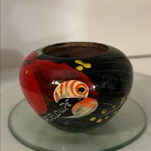 Handcrafted Black and Red Fish Bowl